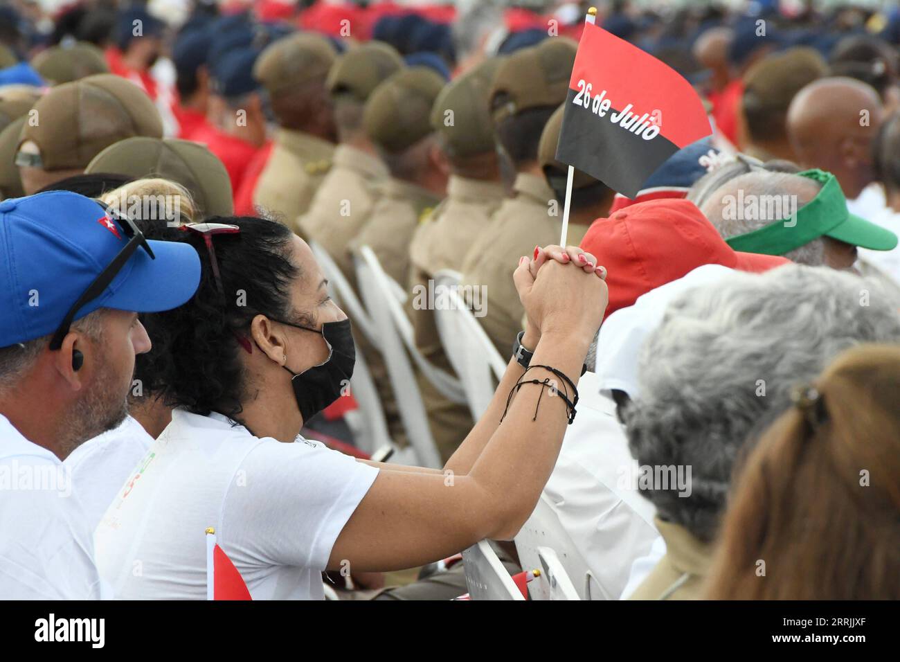 220727 -- CIENFUEGOS, July 27, 2022 -- People attend a massive rally to celebrate the National Rebellion Day in Cienfuegos, Cuba, July 26, 2022. Cubans on Tuesday celebrated the National Rebellion Day with a massive rally for the first time since the onset of the COVID-19 pandemic. Cuban revolutionary leader Raul Castro and Cuban President Miguel Diaz-Canel attended the event held in the central province of Cienfuegos, located some 250 kilometers east of the country s capital Havana. Photo by /Xinhua CUBA-CIENFUEGOS-NATIONAL REBELLION DAY-CELEBRATION JoaquinxHernandez PUBLICATIONxNOTxINxCHN Stock Photo