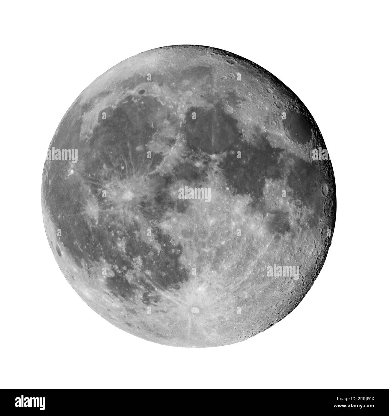 High resolution full Moon disk isolated on white Stock Photo