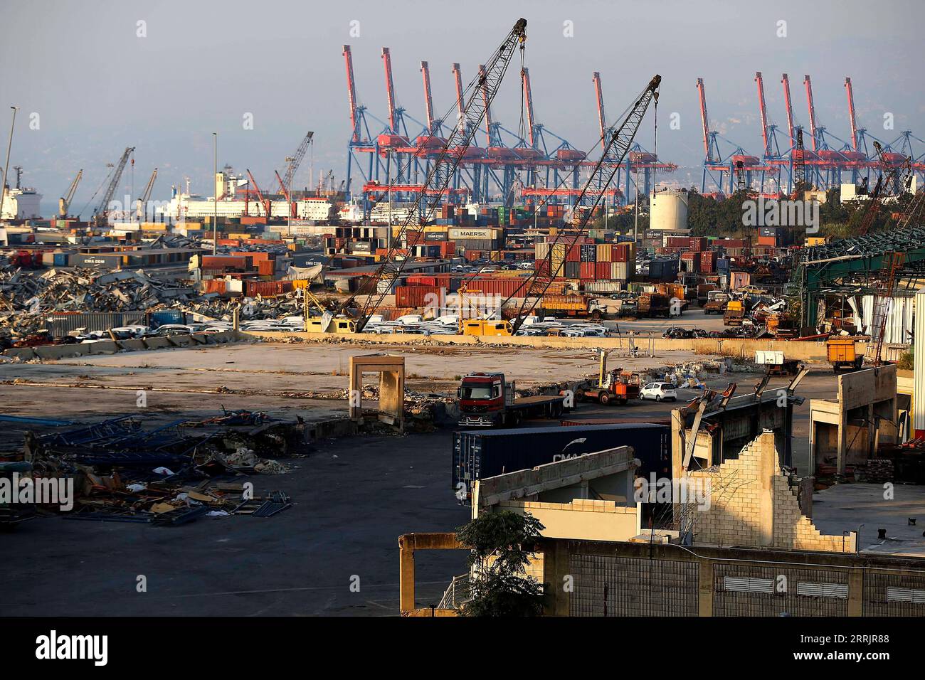 220805 -- BEIRUT, Aug. 5, 2022 -- Photo shows a view of the port of ...