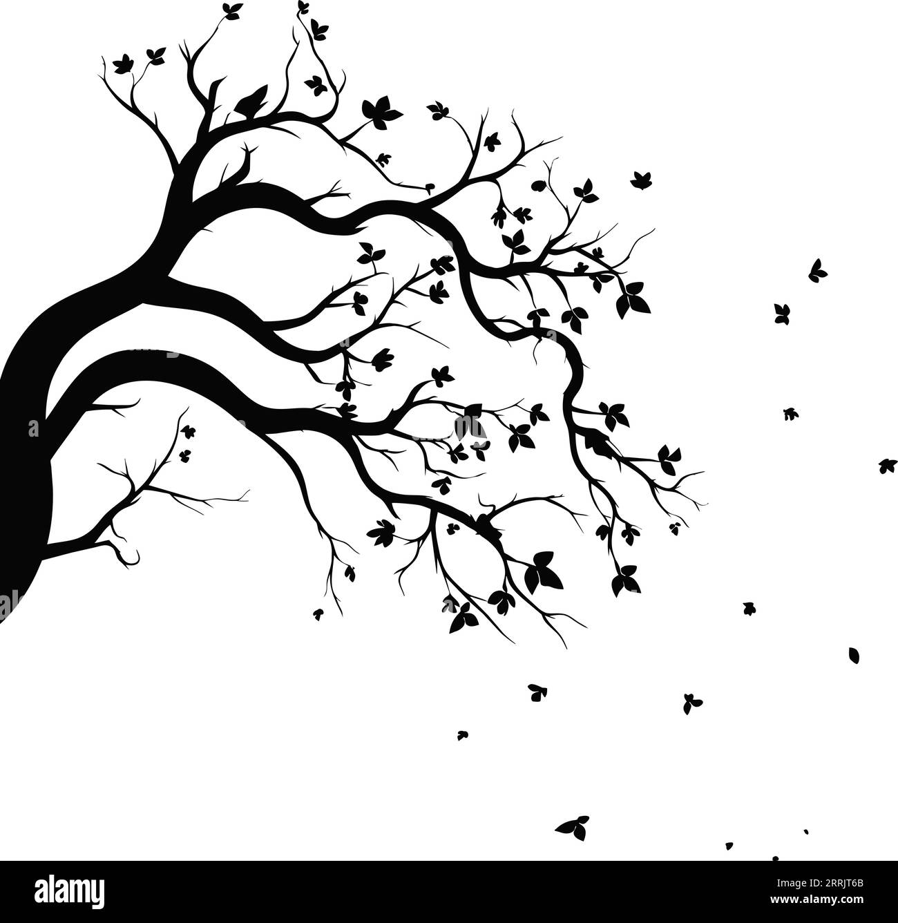 Vector illustration of isolated, realistic tree branch with leaves and ...