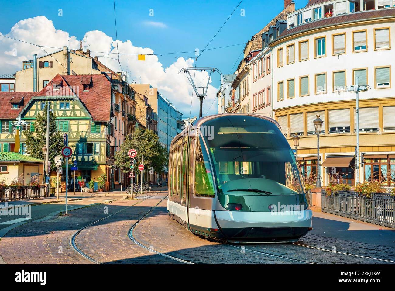 Modern tram on the street of Strasbourg, France Stock Photo