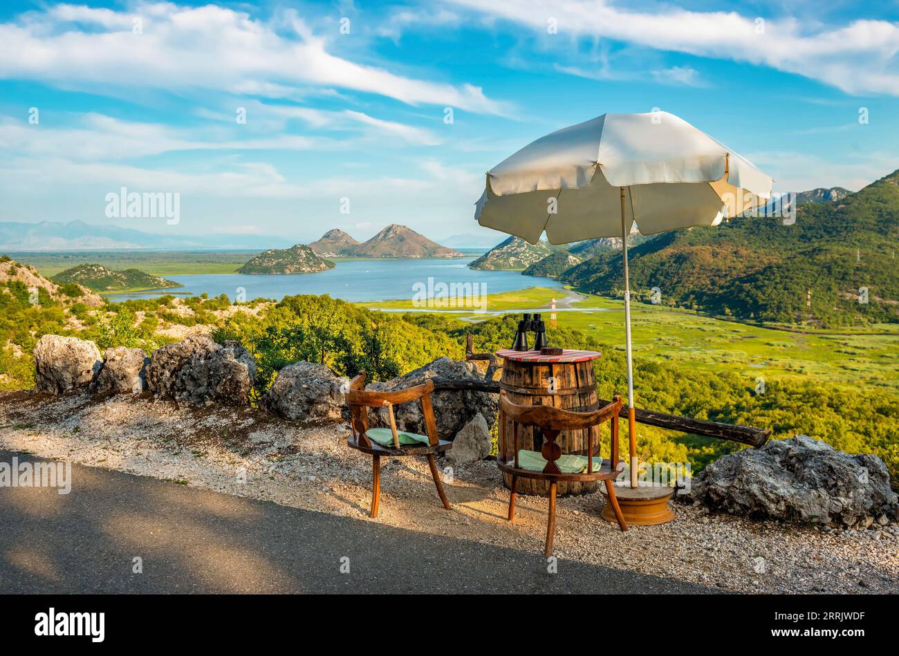 Cafe by the road in the national park near Skadar Lake Stock Photo