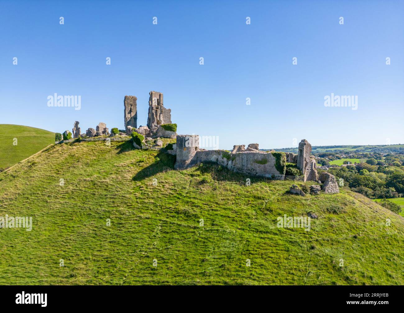 Corfe Castle in Dorset Stock Photo