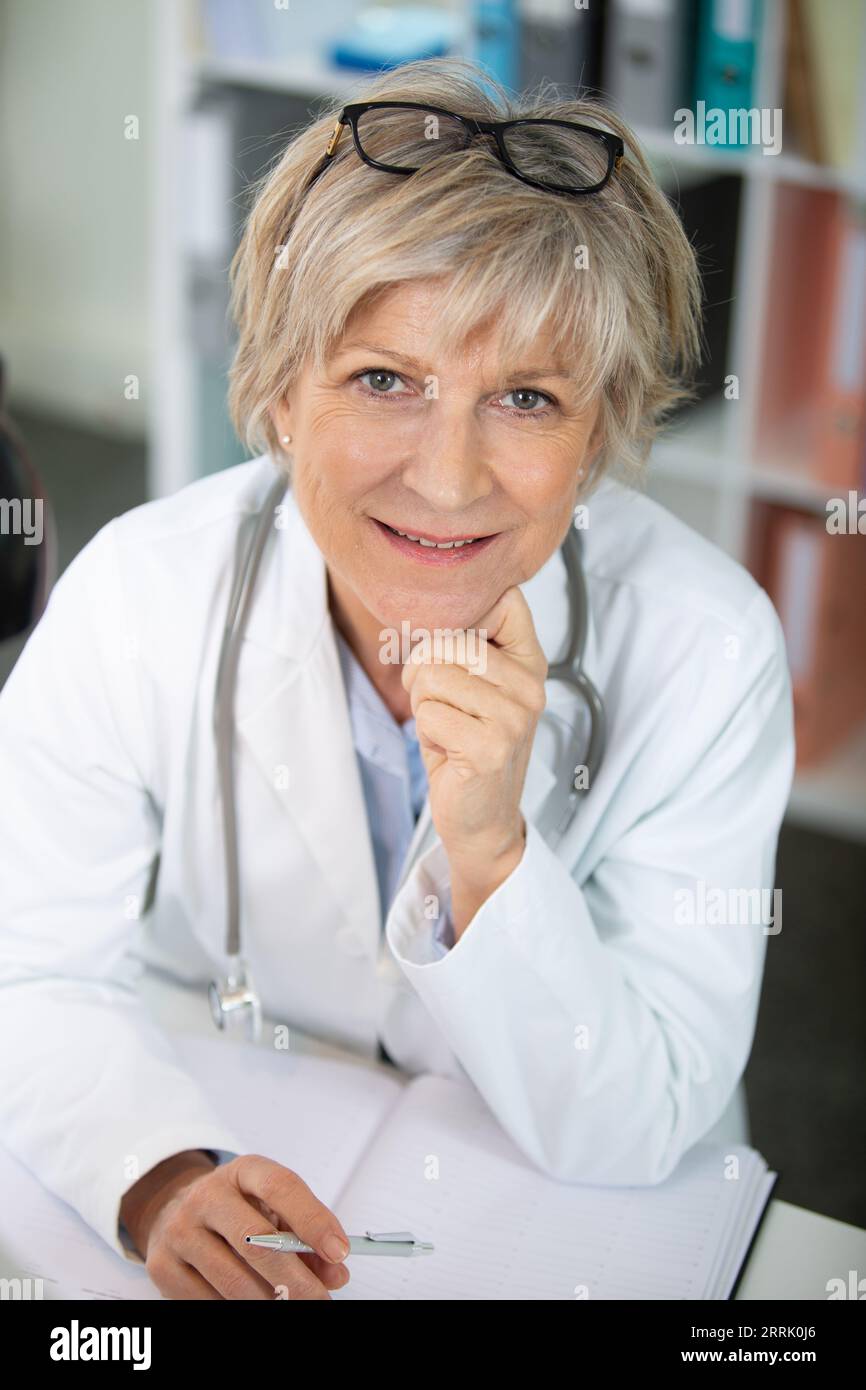 senior woman doctor working in the hospital Stock Photo