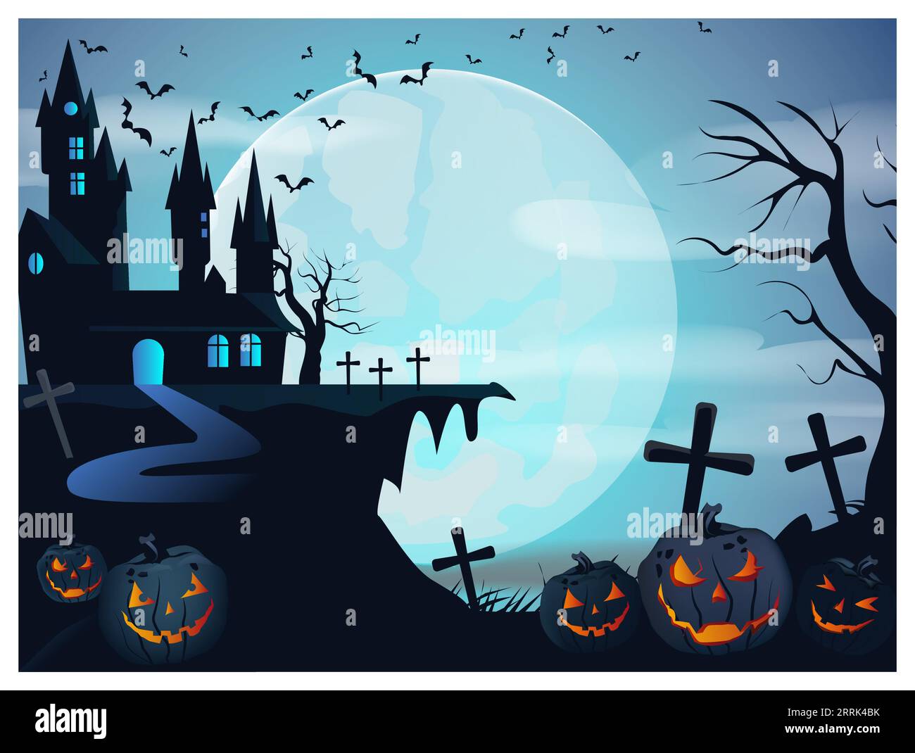 Narrow road to gothic castle vector illustration Stock Vector