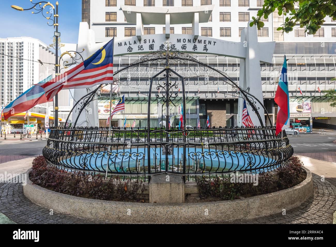 September 4, 2023: Malaysia Monument situated in front of the Keng Chew Association in Kota Kinabalu, Sabah, Malaysia, was built by the Chinese commun Stock Photo