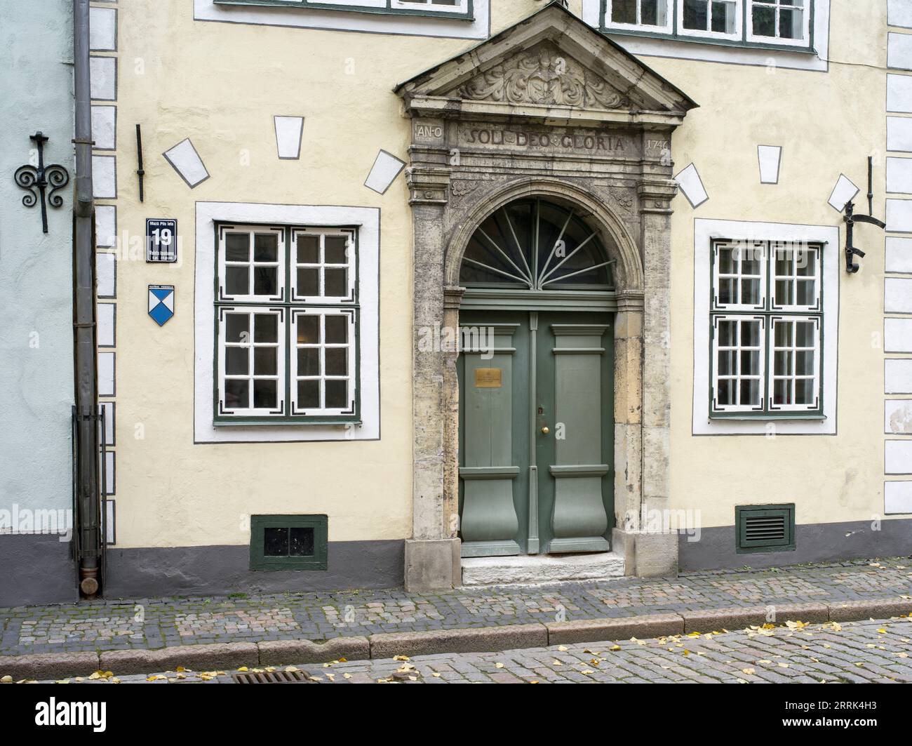 Facade of one of the 'Three Brothers Houses' in the Old Town of Riga, Latvia Stock Photo