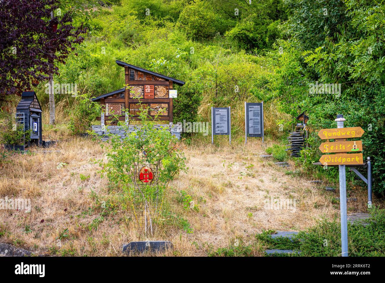 Insect hotels in the vineyard near Klotten on the Moselle, Stock Photo