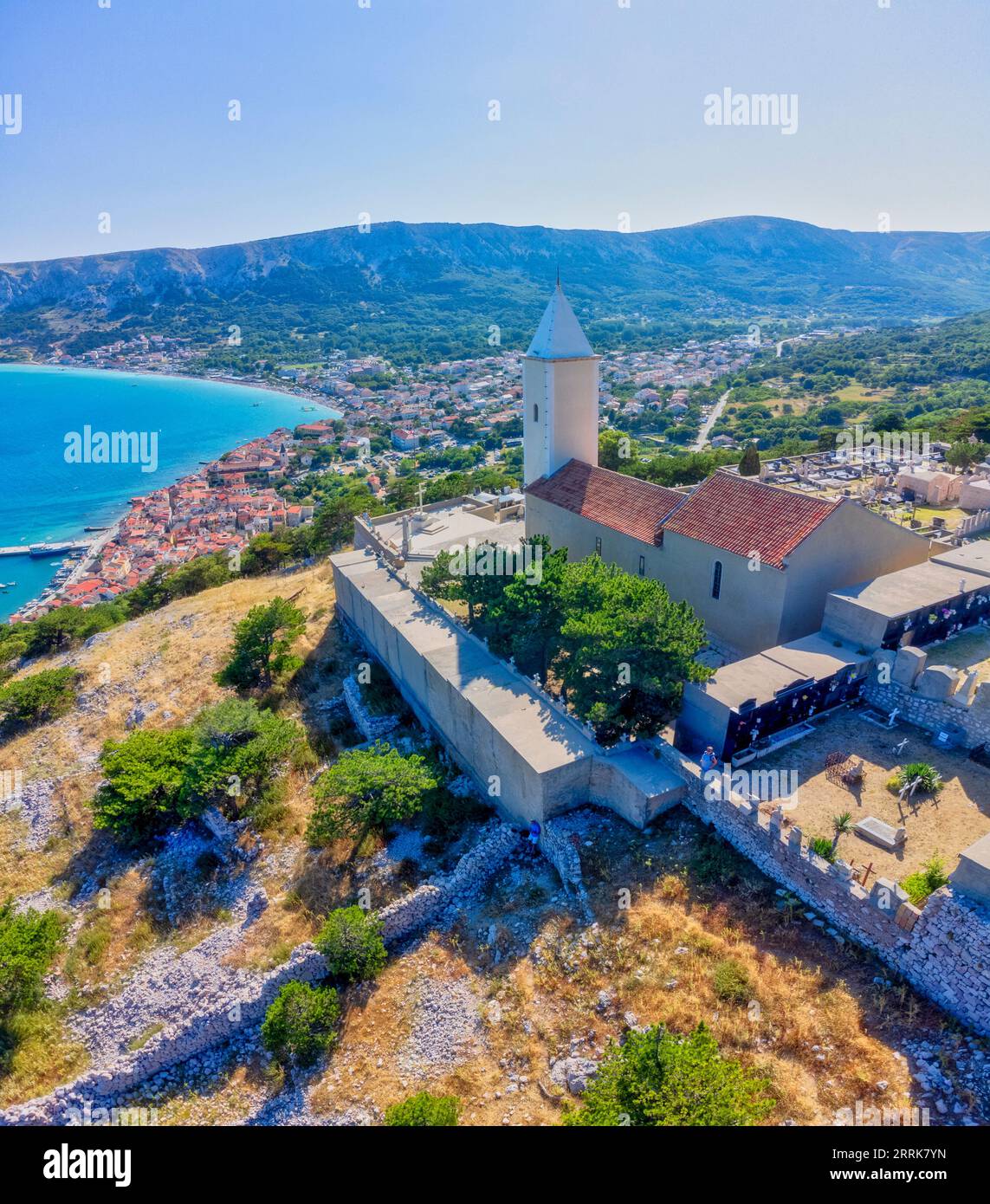 Croatia, Kvarner bay, Primorje Gorski Kotar County, island of Krk, church Sveti Ivan (church of St. Ivan) in Baska Stock Photo