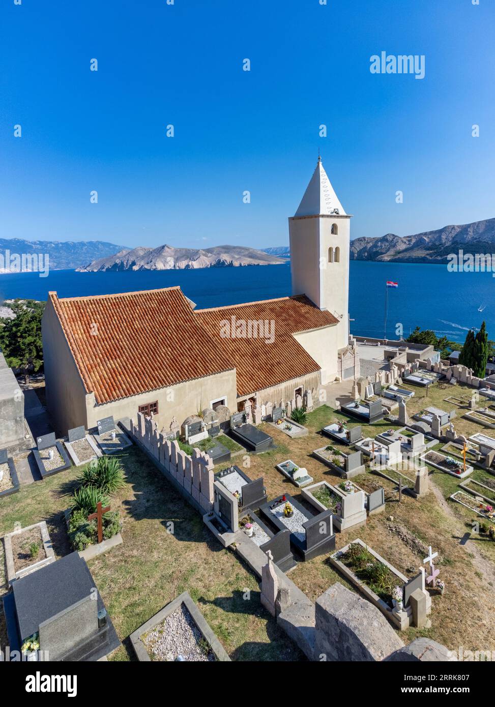 Croatia, Kvarner bay, Primorje Gorski Kotar County, island of Krk, church Sveti Ivan (church of St. Ivan) in Baska Stock Photo