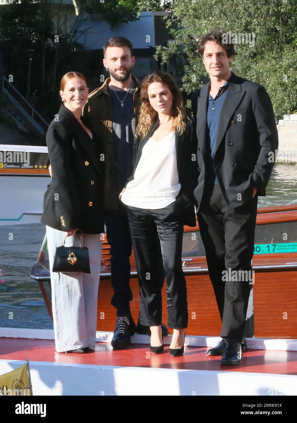 Venice, . 08th Sep, 2023. day 10, Arrivals at the Excelsior landing stage. In the photo the cast of the YOLO series Lorenzo adorni, Alberto paradoxi, Eugenia constantini, Ludovica martino Credit: Independent Photo Agency/Alamy Live News Stock Photo