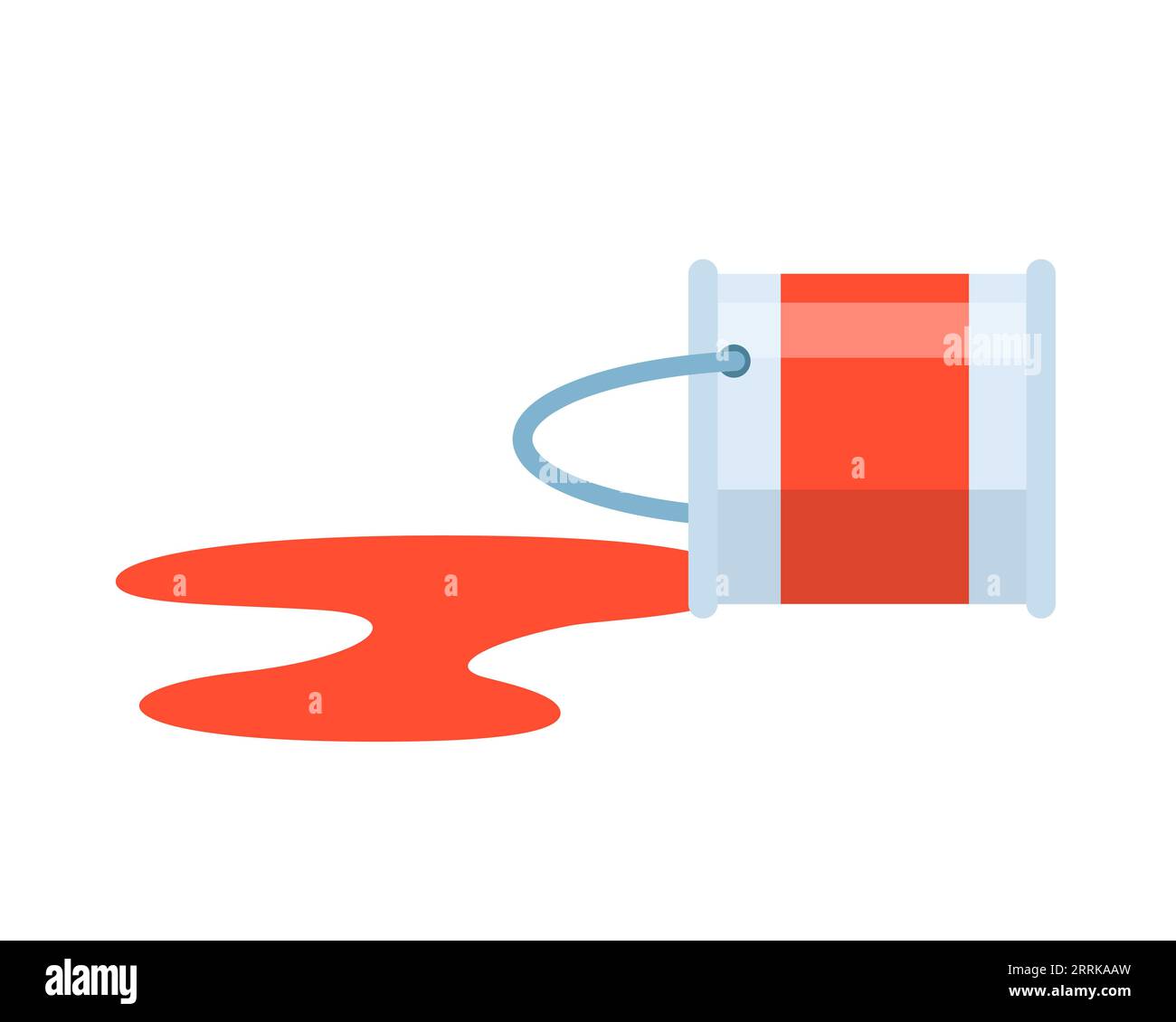 Red paint Dripping Down From Bucket Package. Paint Spilling From White