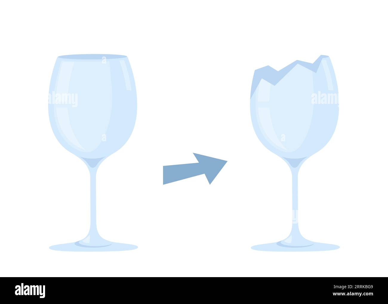 Broken wine glass. Glass trash. Garbage recycle concept. Vector