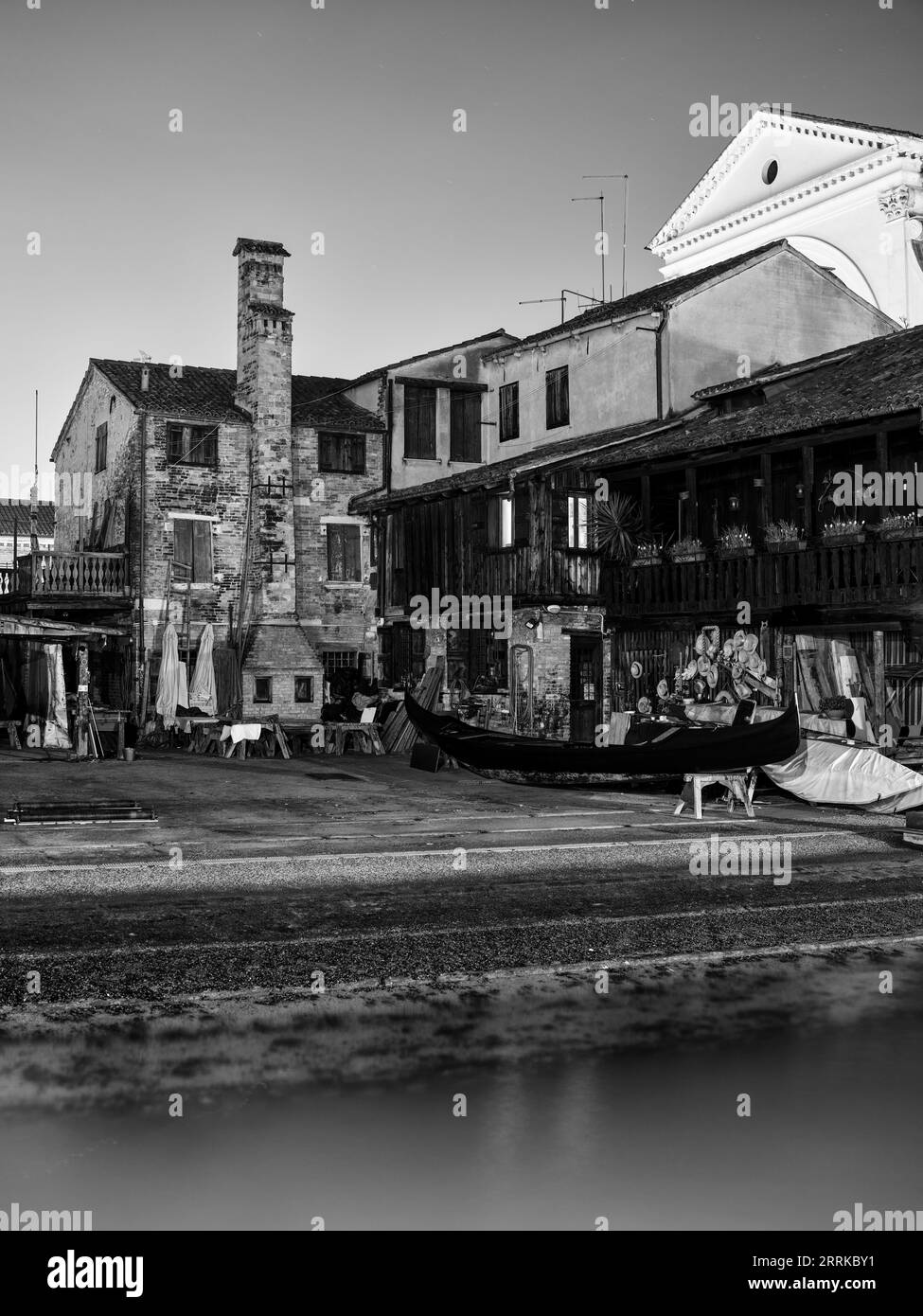 Gondola shipyard on the Rio de San Trovaso, Venice, Stock Photo