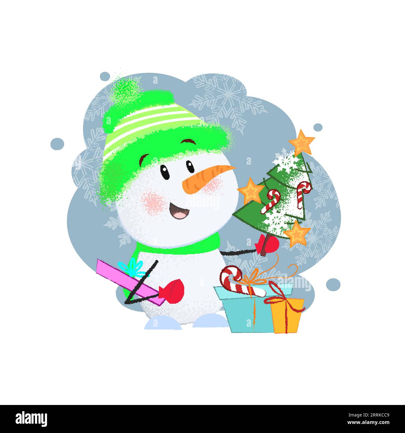 Smiling snowman green hat Stock Vector Images - Alamy
