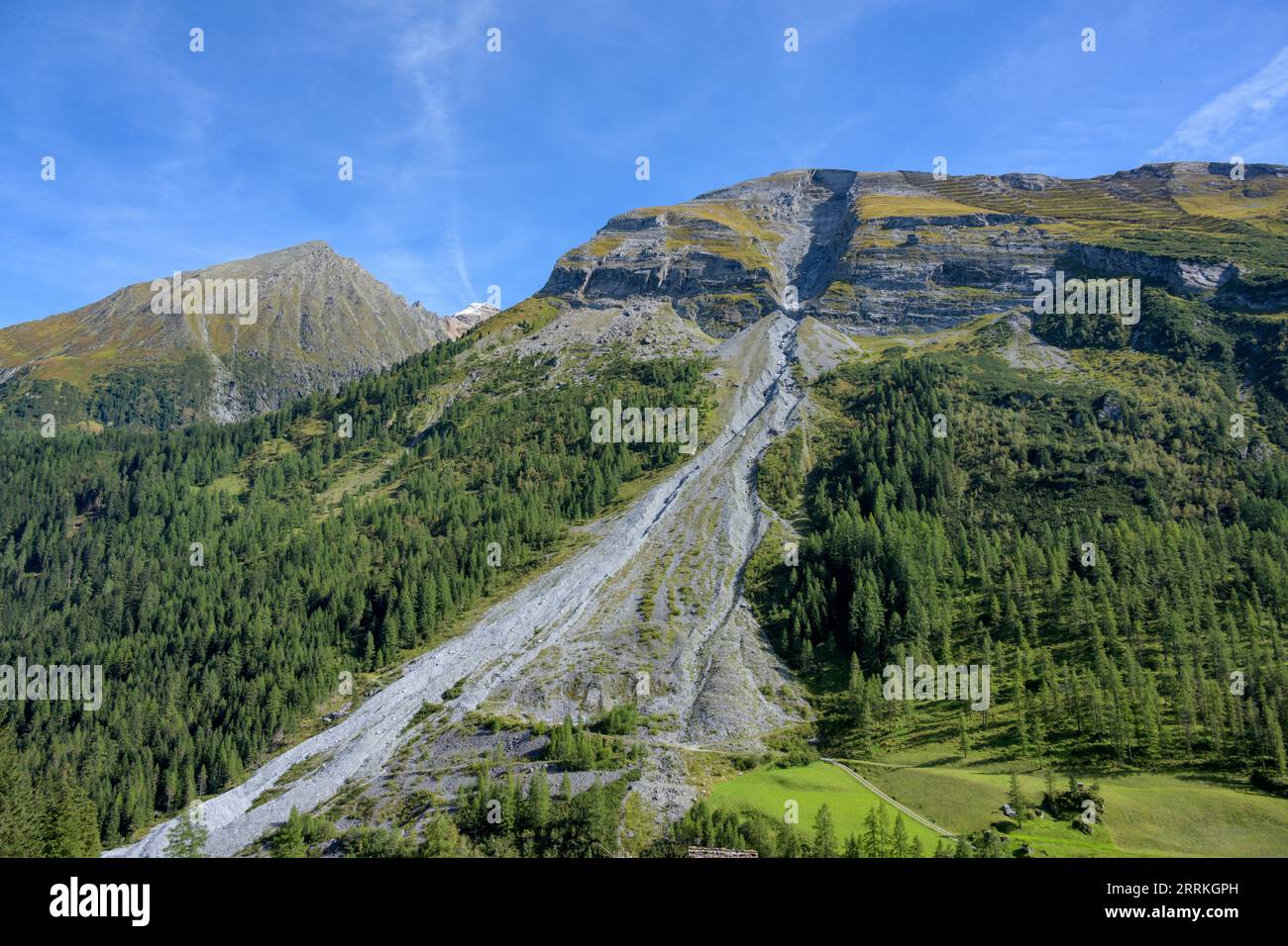 Austria, Tyrol, Zillertal, view of the Schmittenberg and Schmittenloch. In the background the Roßkopf. Stock Photo