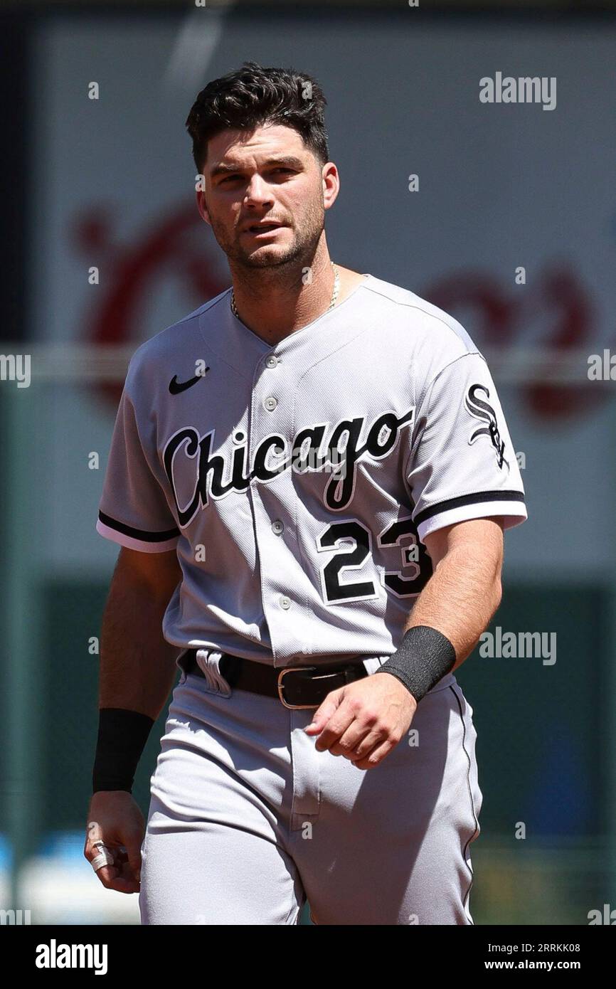 Chicago White Sox left fielder Andrew Benintendi (23) prepares for the game  against the Colorado Rockies