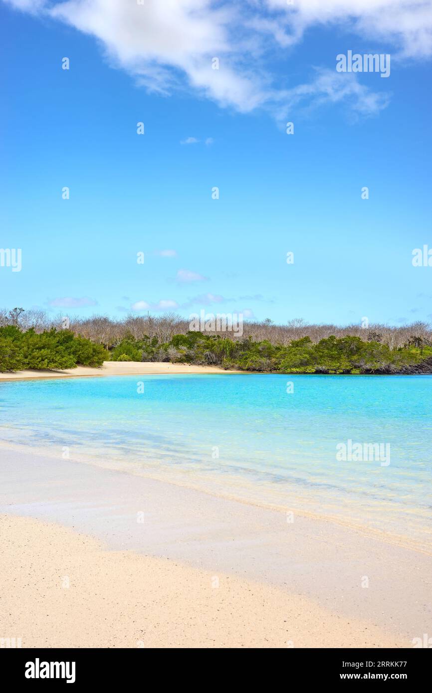 Beach on a beautiful uninhabited island, Galapagos Islands, Ecuador. Stock Photo