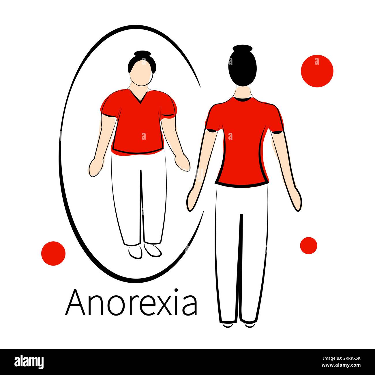 Anorexia. Eating disorders Stock Vector