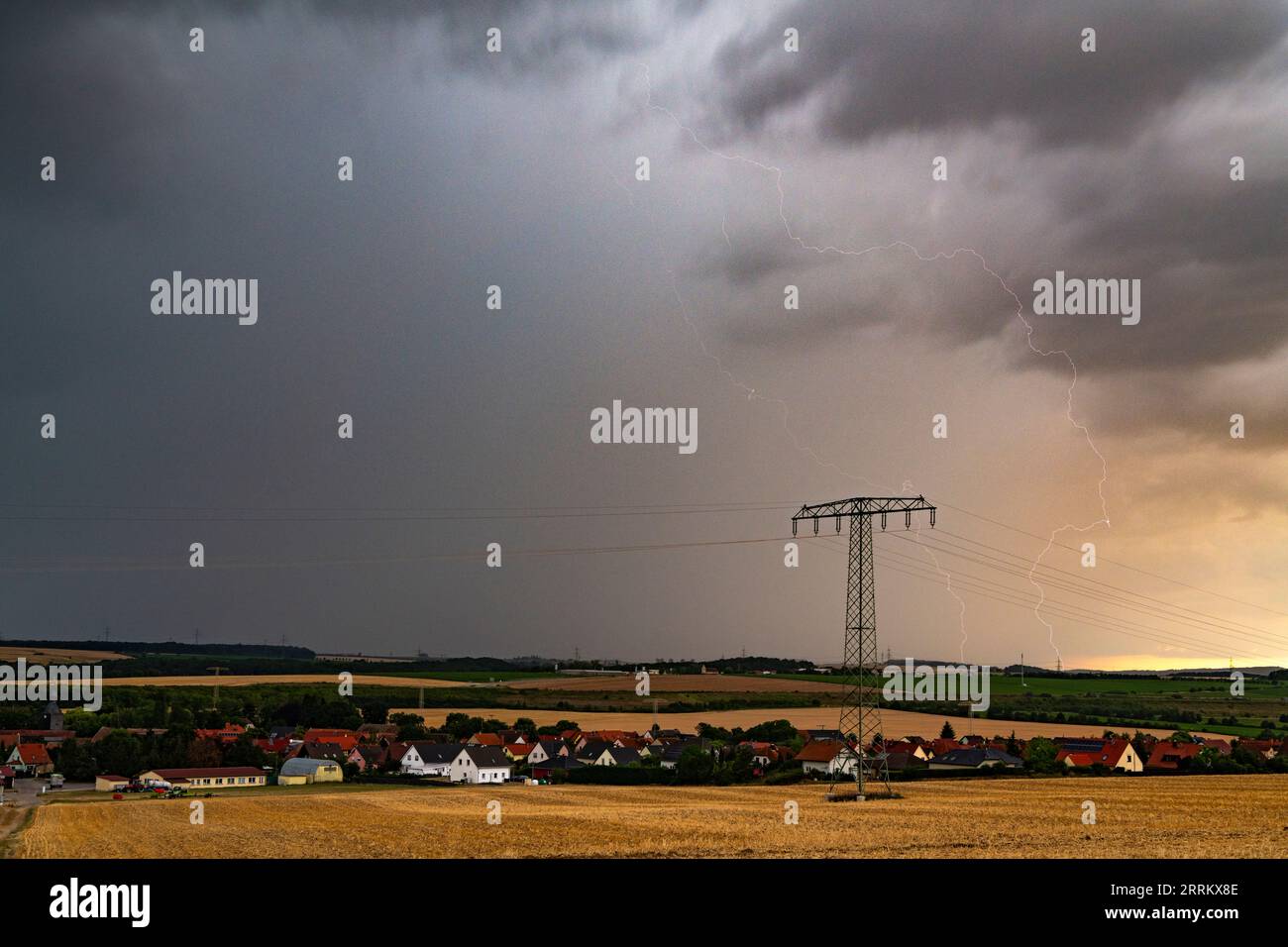Thunderstorm cell over Thuringia. Stock Photo