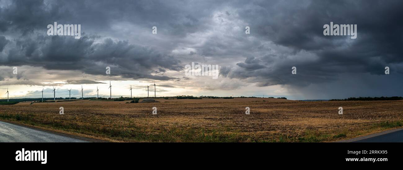 Thunderstorm cell over Thuringia. Stock Photo