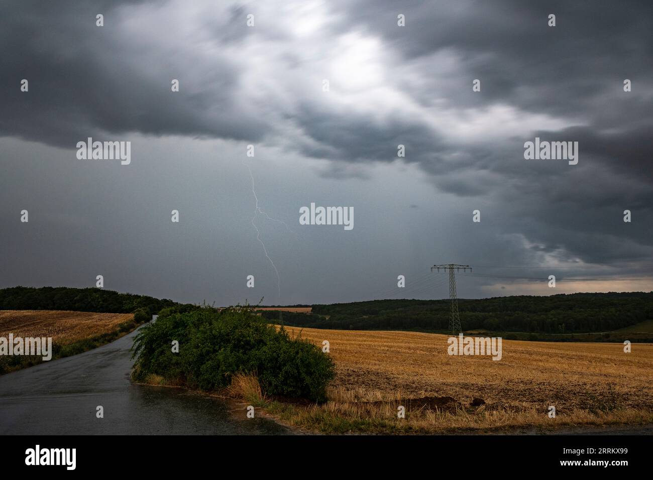 Thunderstorm cell over Thuringia. Stock Photo