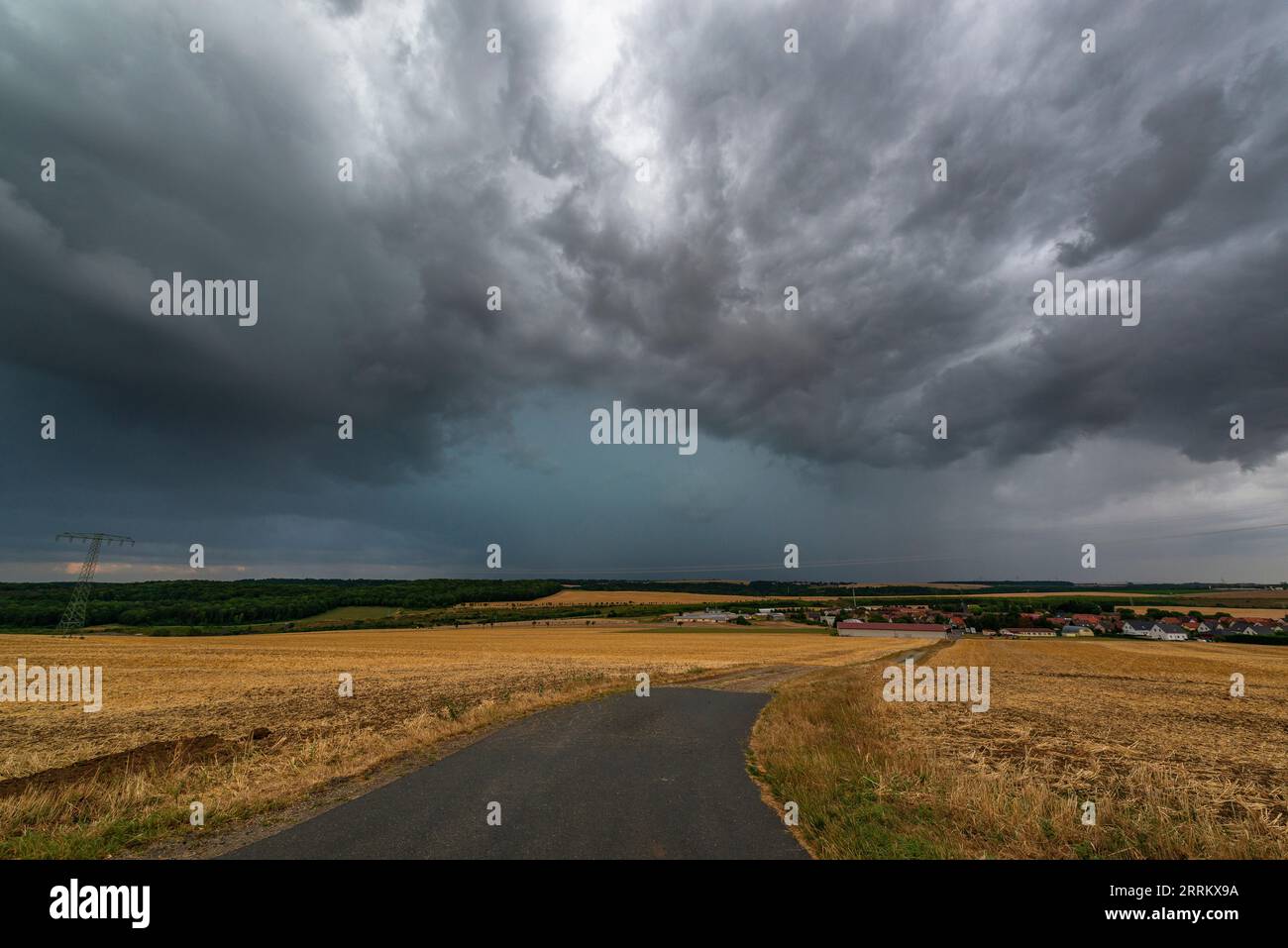 Thunderstorm cell over Thuringia. Stock Photo