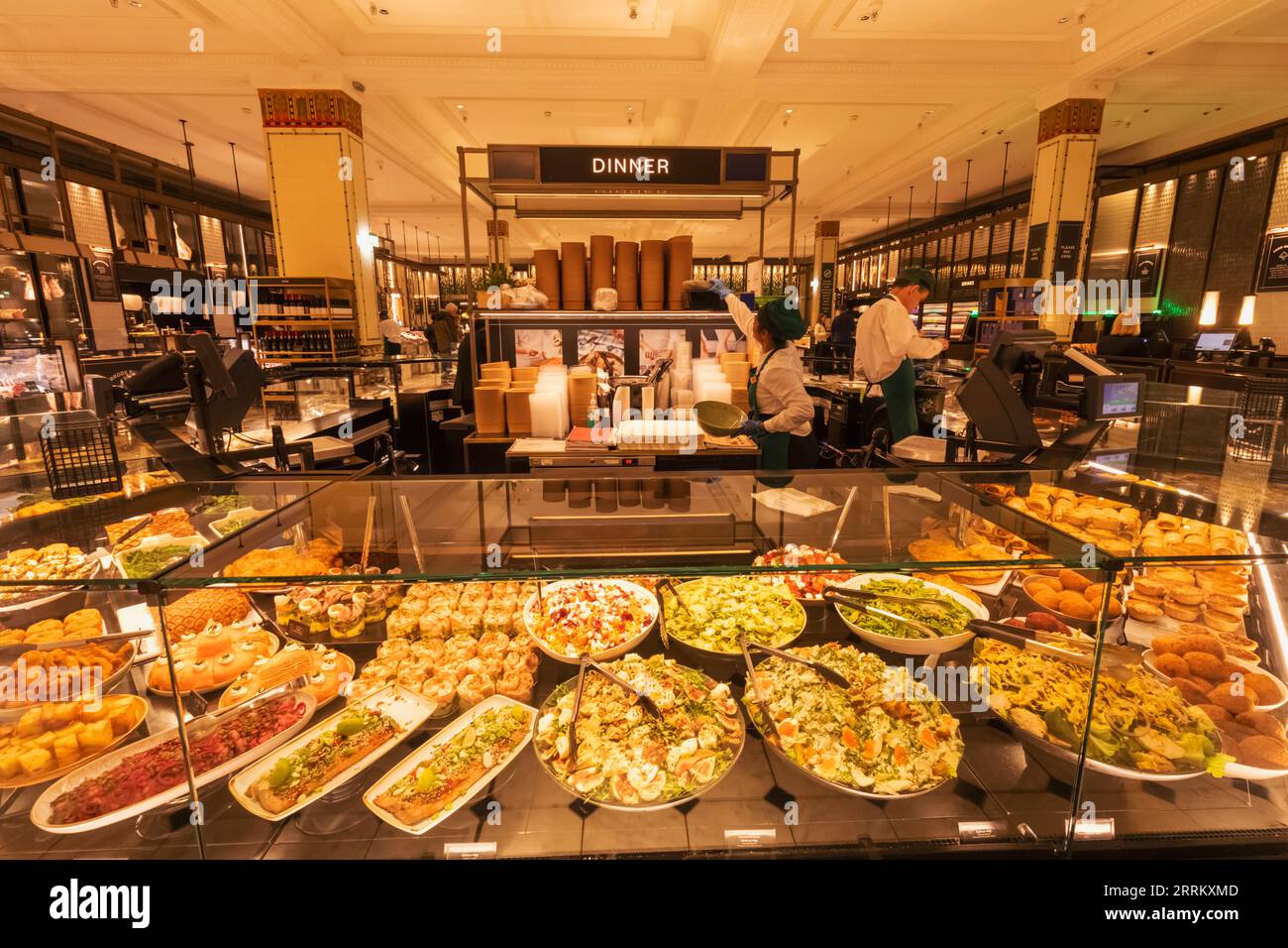 England, London, Knightsbridge, Harrods, Food Hall, Delicatessan Counter Stock Photo