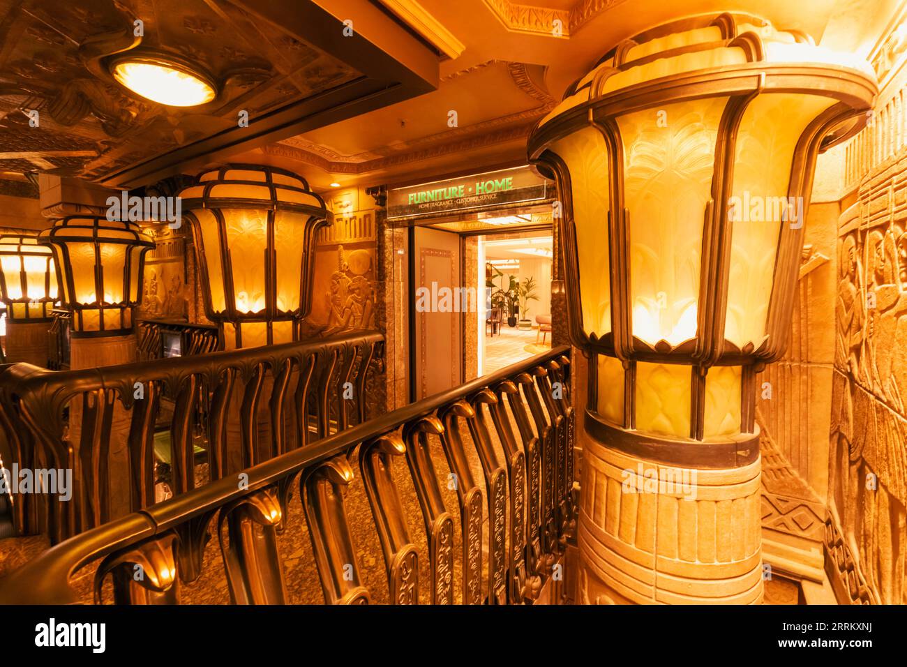 England, London, Knightsbridge, Harrods, The Egyptian Staircase Stock