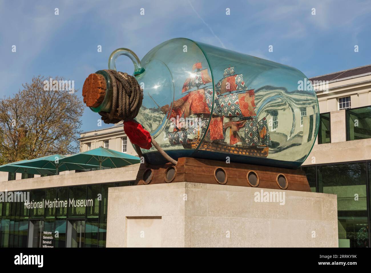 England, London, Greenwich, National Maritime Museum, HMS Victory, Nelson's Ship in a Bottle by Yinka Shonibare Stock Photo