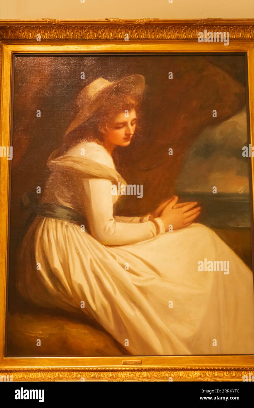 England, London, Greenwich, The Queen's House, Portrait of Emma Hart (Lady Hamilton) as Absence by George Romney dated 1786 Stock Photo