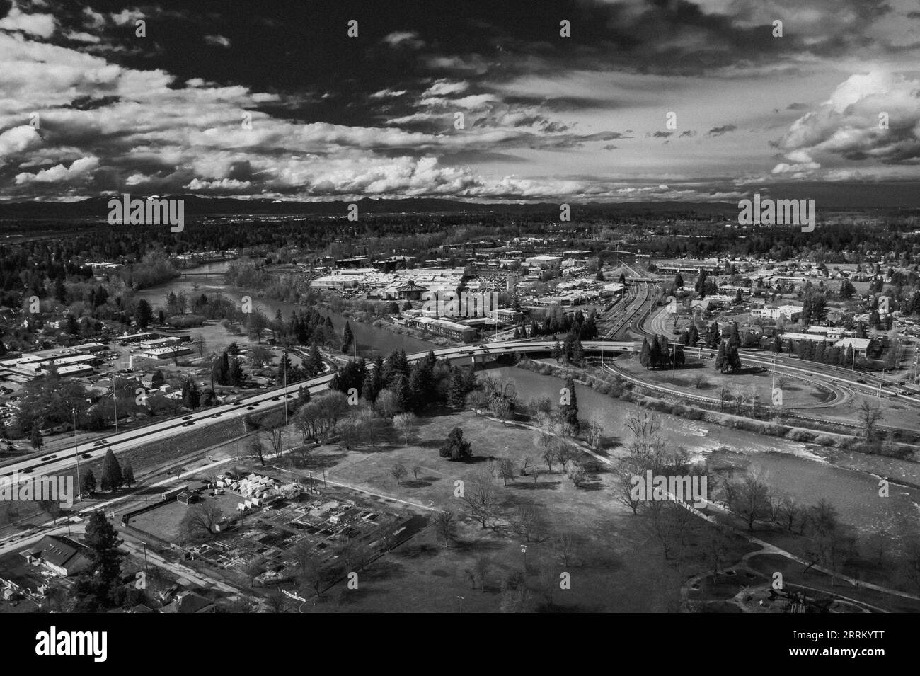 Aerial view of a bustling cityscape in Eugene Stock Photo Alamy