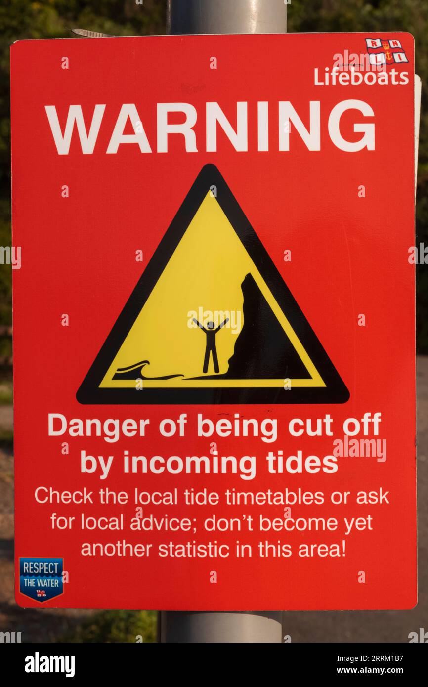 England, Kent, Deal, St Margaret's Bay Warning Sign Stock Photo