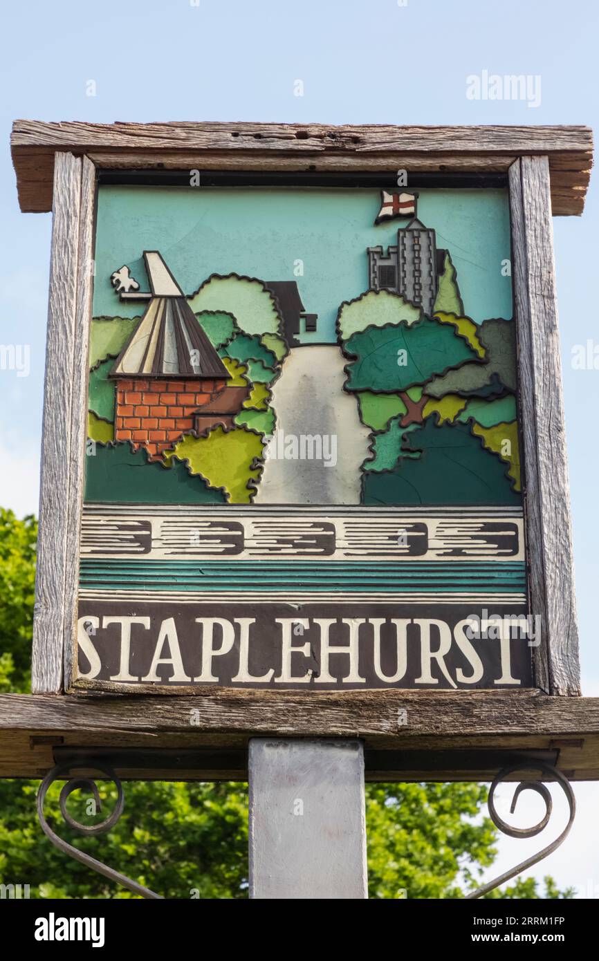 England, Kent, Staplehurst Village Sign Stock Photo