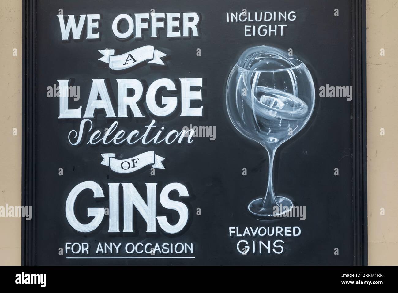 England, Kent, Canterbury, Colourful Pub Gin Sign Stock Photo