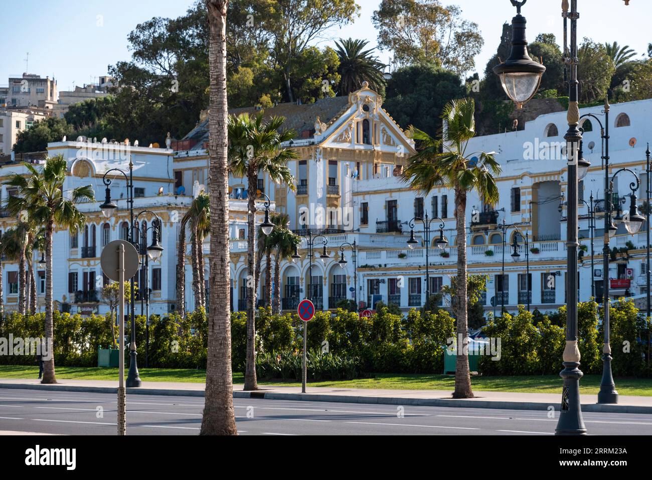 Typical Spanish house from the colonial times in downtown Tangier, North Morocco Stock Photo