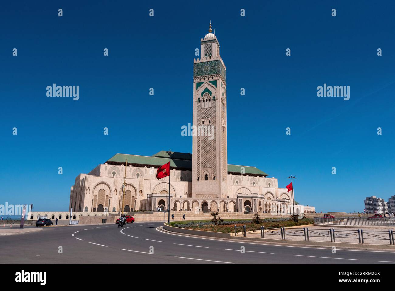 Exterior of the famous Hassan II Mosque at the coast of Casablanca, Morocco Stock Photo