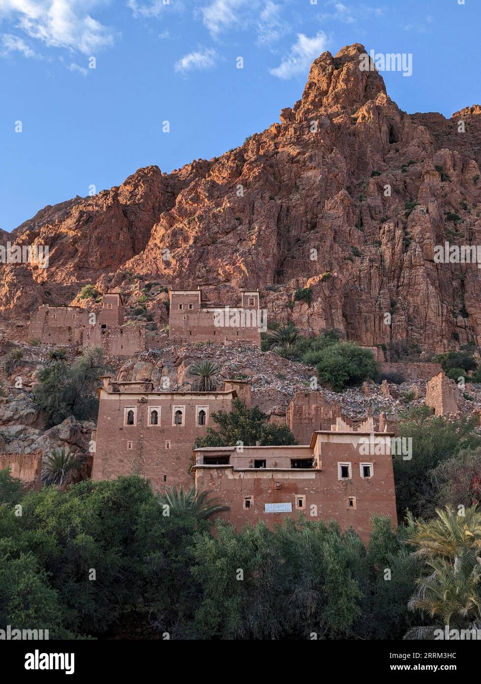 Beautiful little village Oumesnat with clay houses in the Anti-Atlas mountains of Morocco Stock Photo