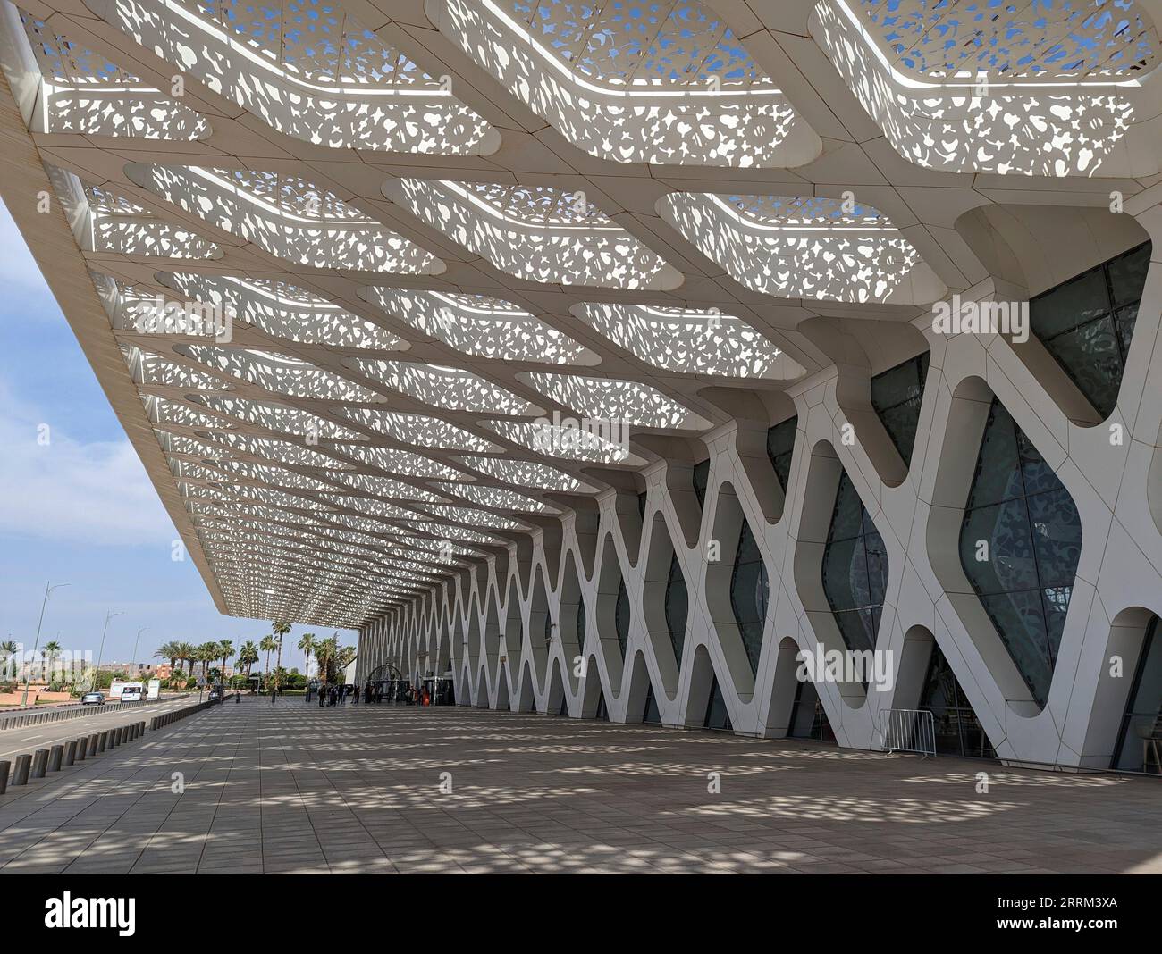 Modern architecture in Arabian style at the Marrakech Menara Airport, Morocco Stock Photo