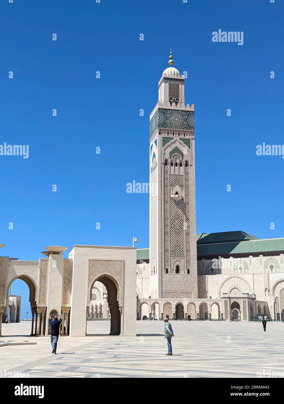 Exterior of the famous Hassan II Mosque at the coast of Casablanca, Morocco Stock Photo