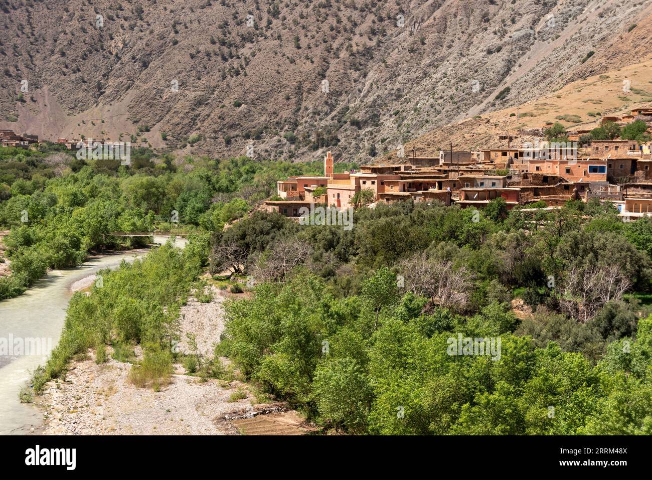 Picturesque village Douar Ouddift at the Tizi n'Test pass in the Atlas mountains of Morocco Stock Photo
