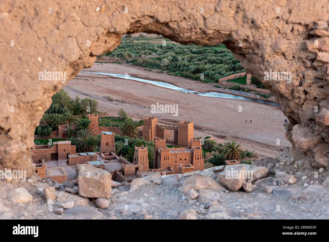 Scenic historic clay houses in the ancient UNESCO town of Ait Ben Haddou in Morocco Stock Photo