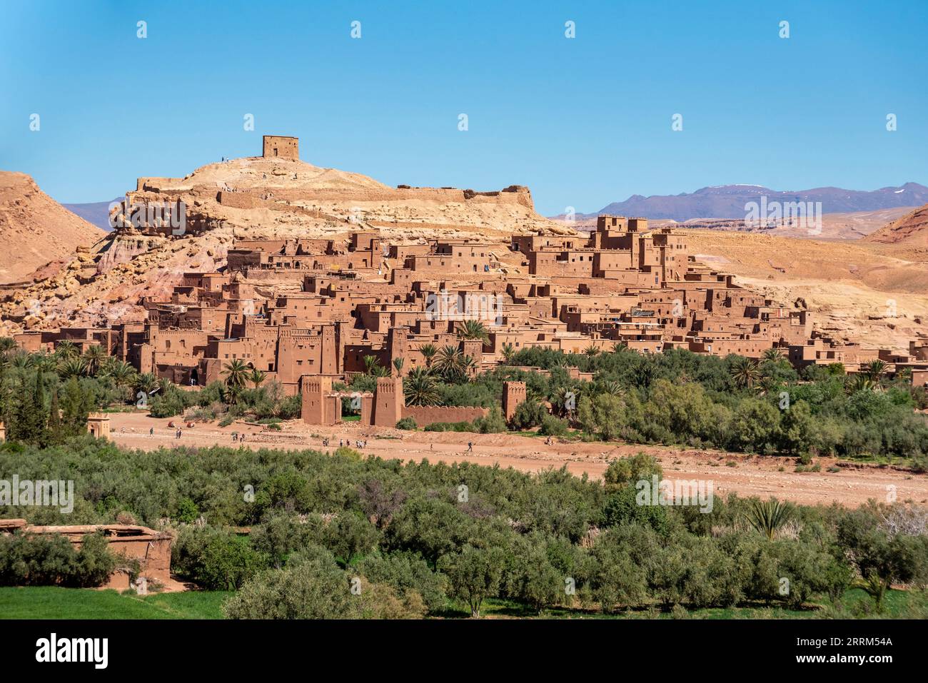Famous view of the historic town Ait Ben Haddou in Morocco, famous berber town with many kasbahs built of clay, UNESCO world heritage Stock Photo