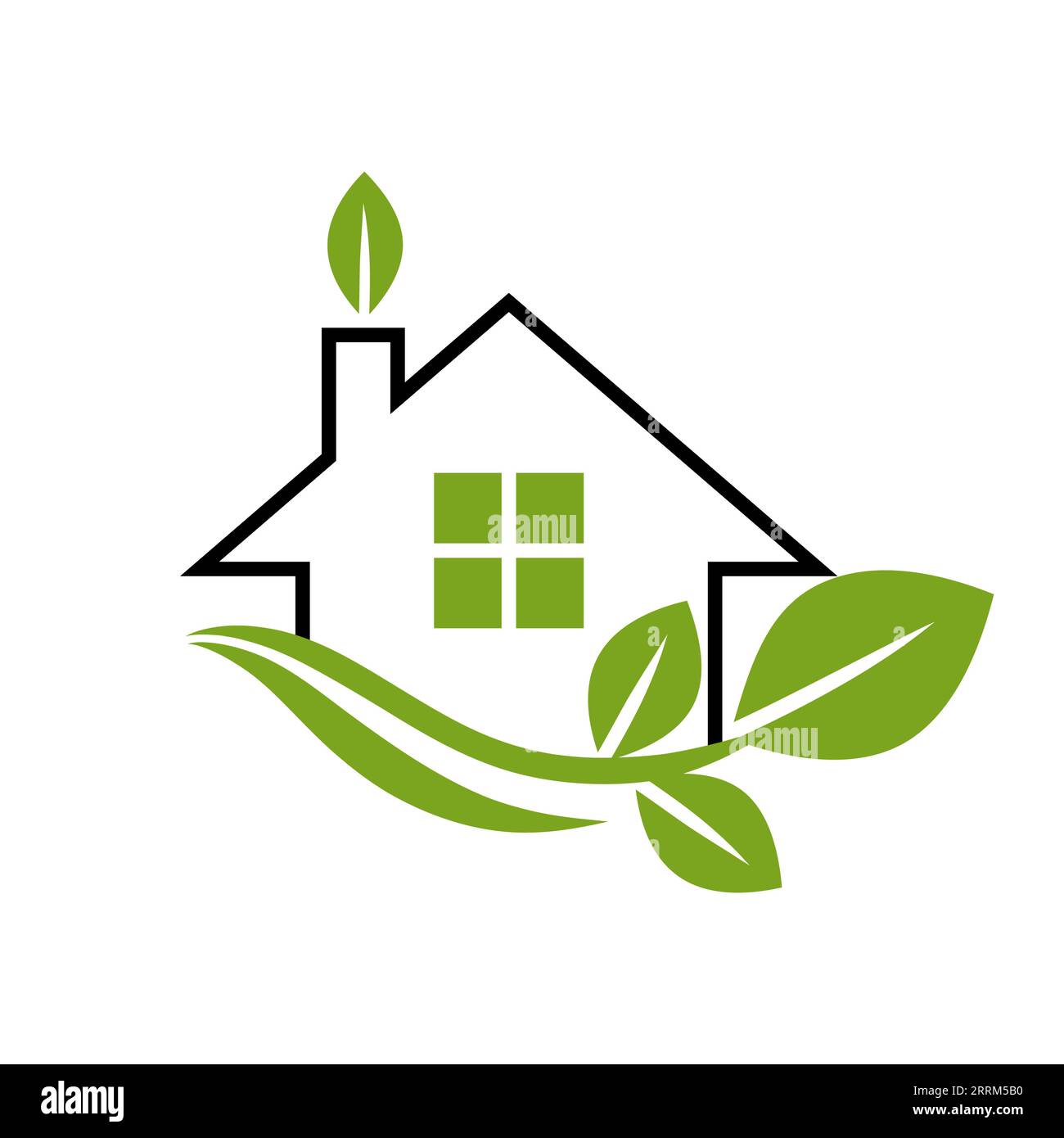 Leaf and green house logo template Stock Vector Image & Art - Alamy