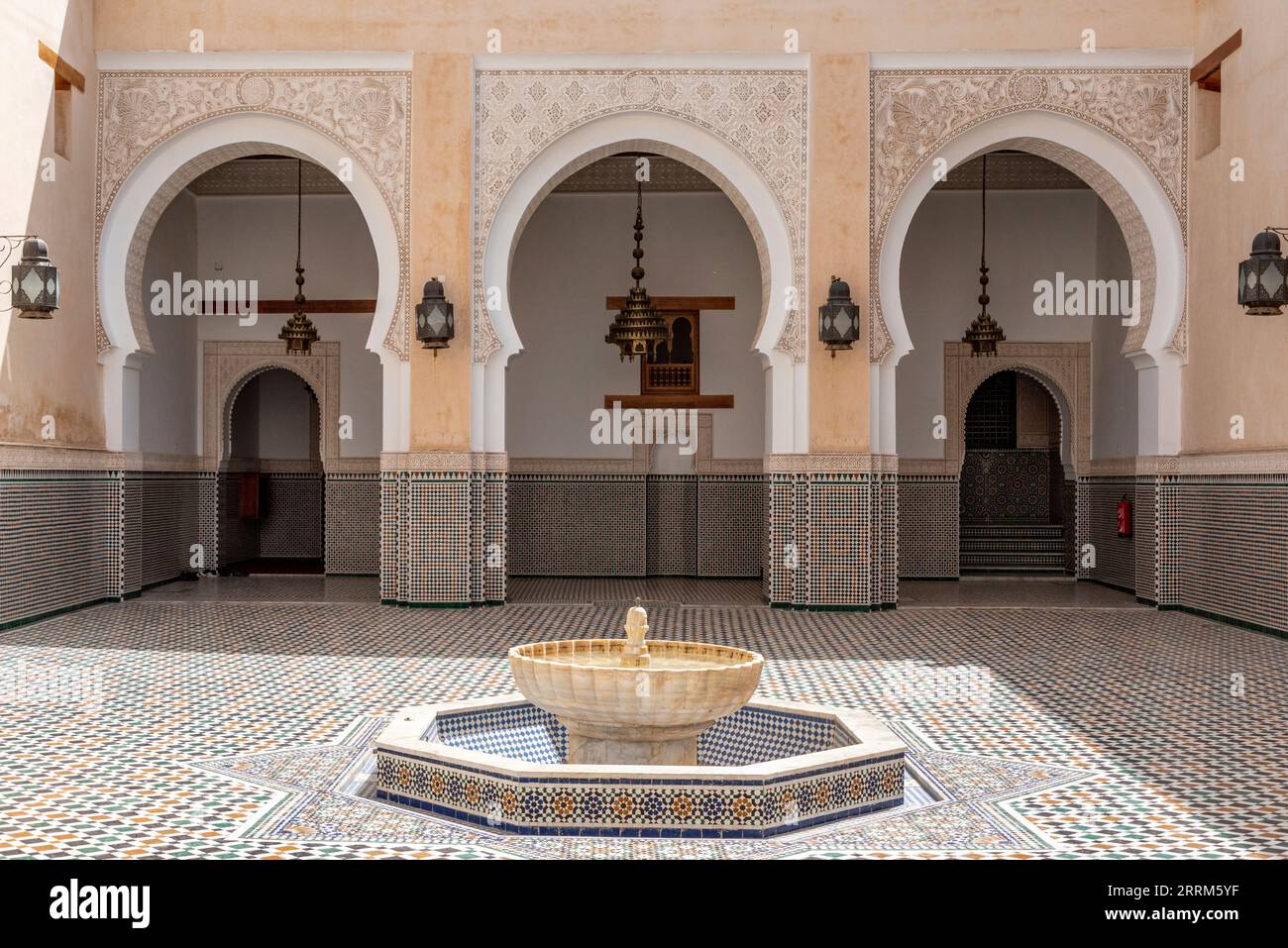 Meknes, Morocco, Famous mausoleum of Moulay Ismail in downtown Fes, Morocco Stock Photo