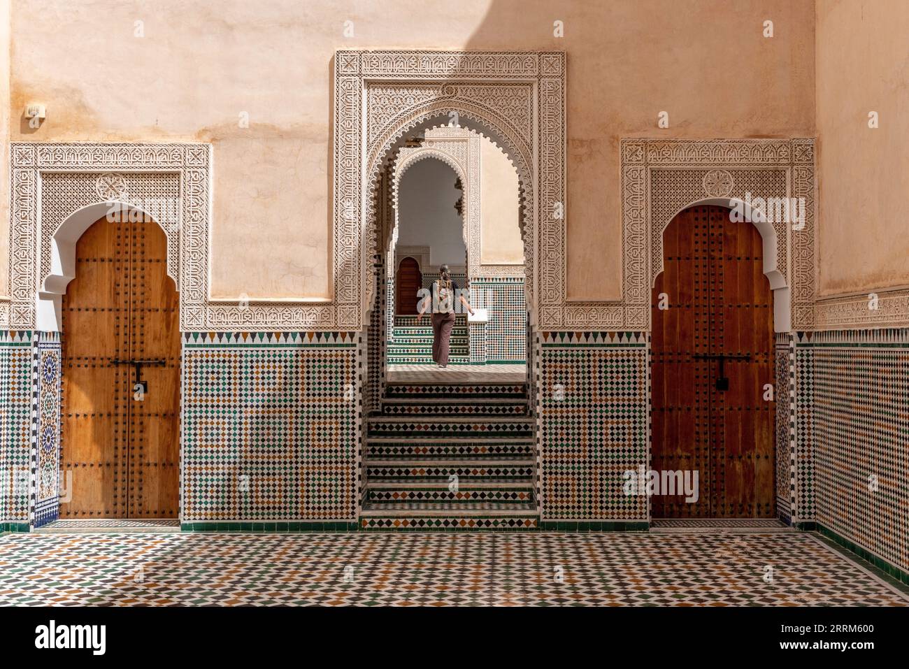 Meknes, Morocco, Famous mausoleum of Moulay Ismail in downtown Fes, Morocco Stock Photo