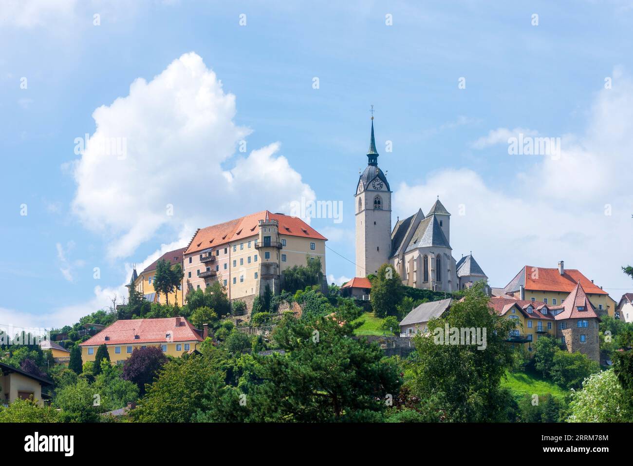 Althofen, Old Town with castle Neues Schloss, church Althofen in Central Carinthia, Carinthia, Austria Stock Photo