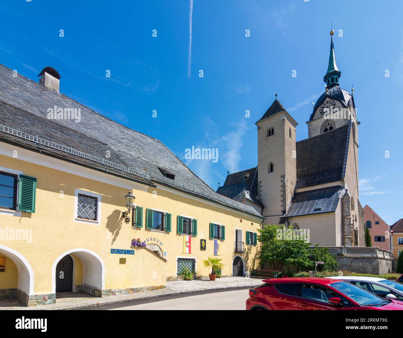 Althofen, Auer-von-Welsbach-Museum, church Althofen in Central Carinthia, Carinthia, Austria Stock Photo