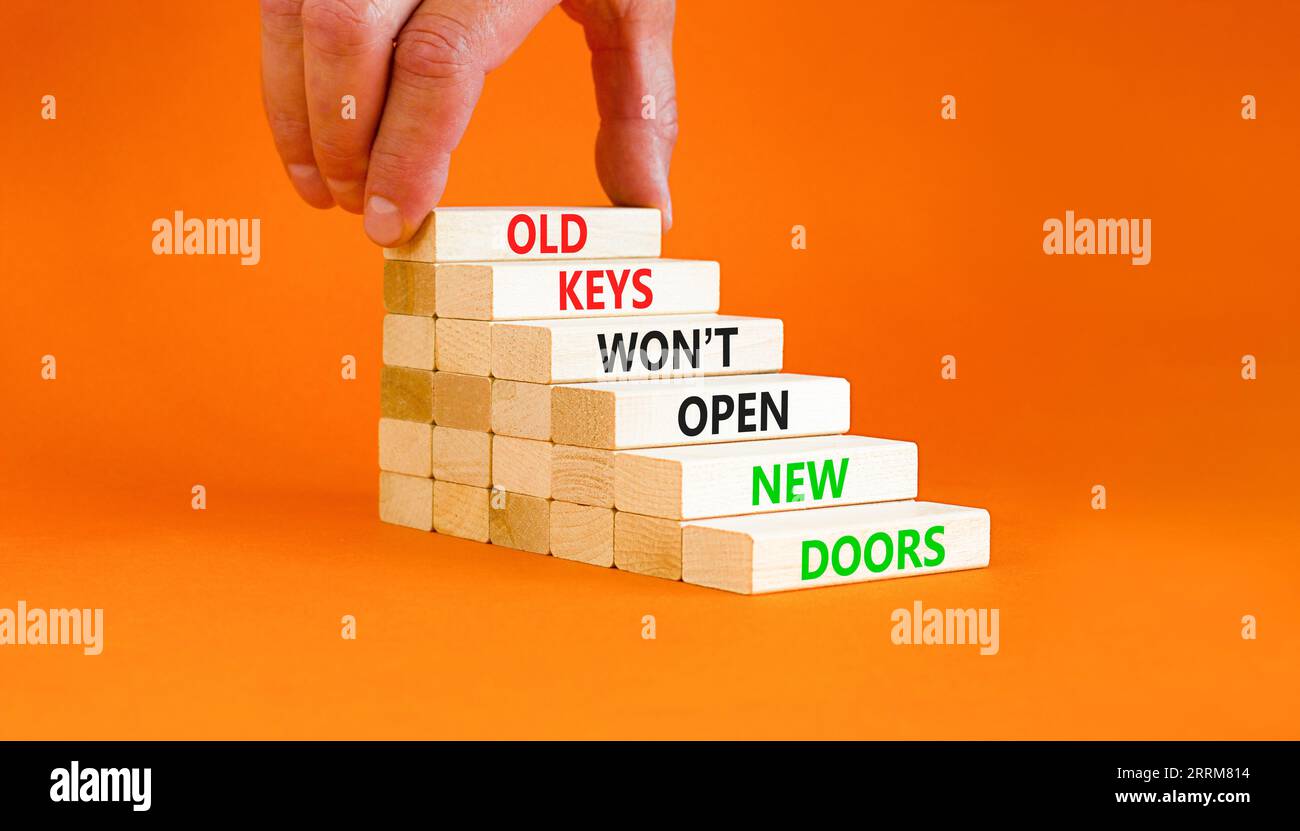 Old keys do not open new doors symbol. Concept words Old keys do not