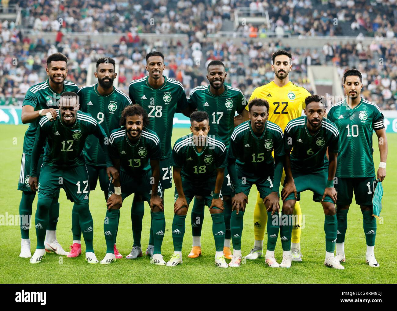 Saudi Arabia line up for a team photo prior to the international